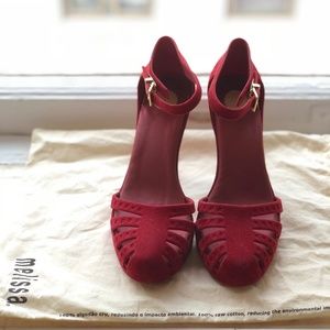 Melissa Red Heels velvet size 7/37